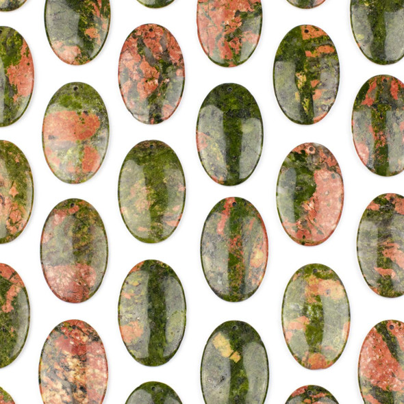Cherry Tree Beads Unakite 25x40mm Top Front to Back Drilled Oval Pendant - 1 per bag  Cherry Tree Beads Unakite 25x40mm Top Front to Back Drilled Oval Pendant - 1 per bag