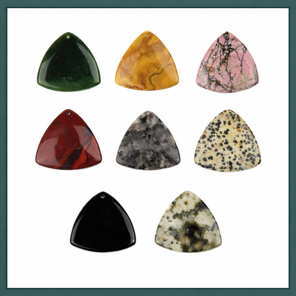 Cherry Tree Beads Gemstone 35mm Top Front to Back Drilled Puff Triangle Pendant - 1 per bag 