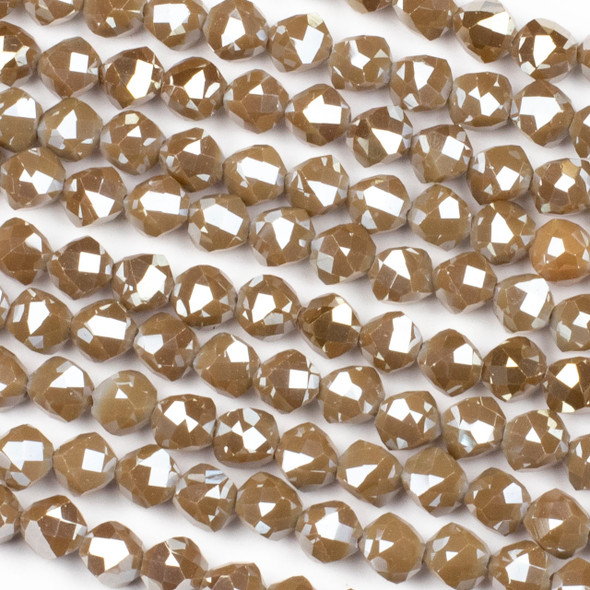 Crystal 8mm Faceted Star Cut Beads - Opaque Chocolate Brown, 16 inch strand
