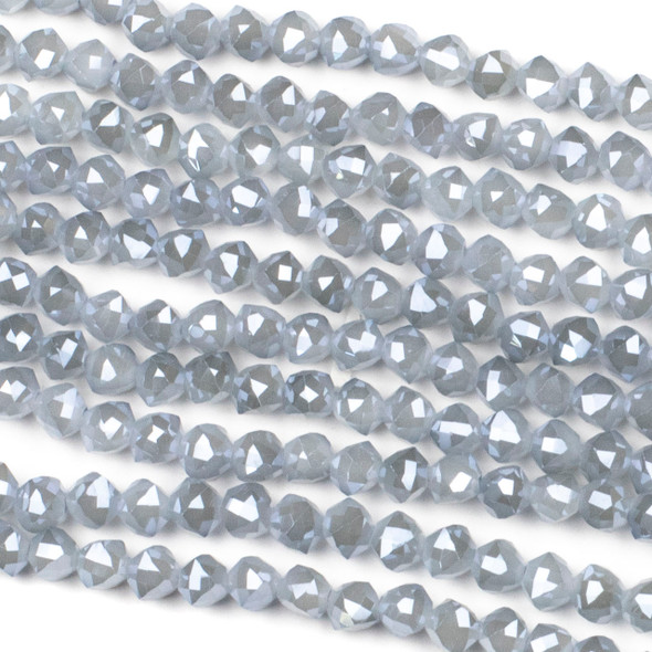 Crystal 6mm Faceted Star Cut Beads - Opaque Light Harbor Grey, 16 inch strand