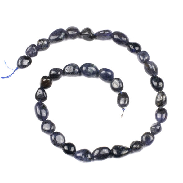 Iolite 10x12mm Pebble Beads - 16 inch strand