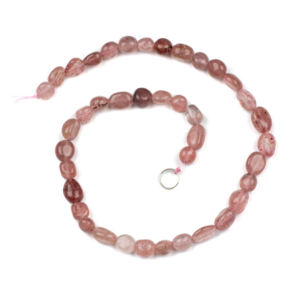 Strawberry Quartz 10x12mm Pebble Beads - 16 inch strand