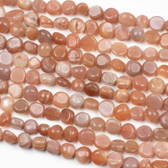 Peach Moonstone 10x12mm Pebble Beads - 16 inch strand