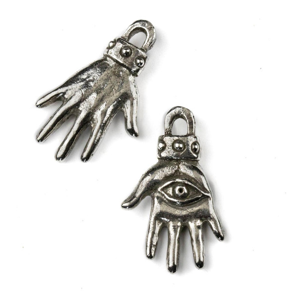  Green Girl Studios Pewter 23x48mm Hamsa Hand Pendant - 1 per bag 