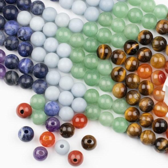 Large Hole Chakra 10mm Round Beads with 2.5mm Drilled Hole - approx. 8 inch strand