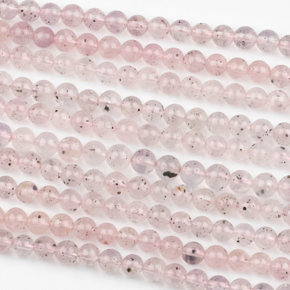 Rose Quartz with Black Mica 5mm Round Beads - 16 inch strand