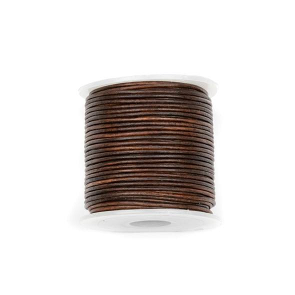 1mm Antique Dark Brown Leather Cord - #407, 25 meter spool