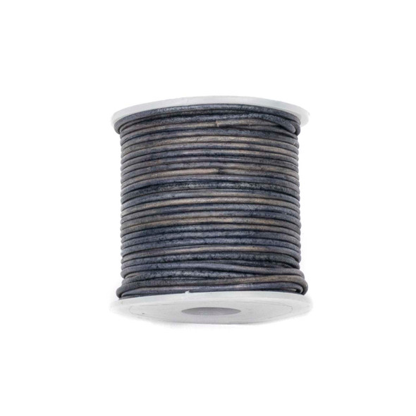 1.5mm Antique Dark Grey Leather Cord - #479, 25 meter spool