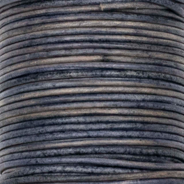 1.5mm Antique Dark Grey Leather Cord - #479, 25 meter spool