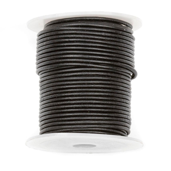 Cherry Tree Beads 2mm Antique Black Leather Cord - #402, 25 meter spool 