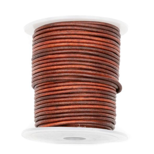 2mm Antique Cherry Wood Red Leather Cord - #413, 25 meter spool