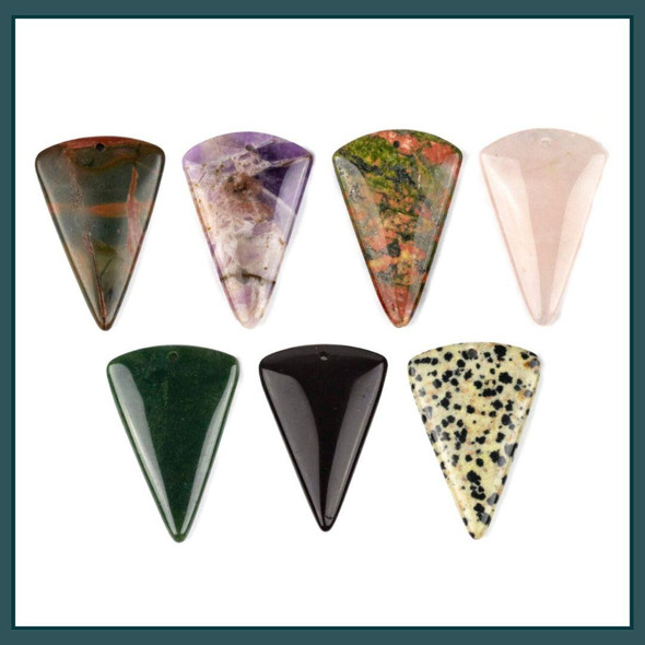 Cherry Tree Beads Gemstone 28x42mm Top Front to Back Drilled Inverted Triangle Pendant - 1 per bag 