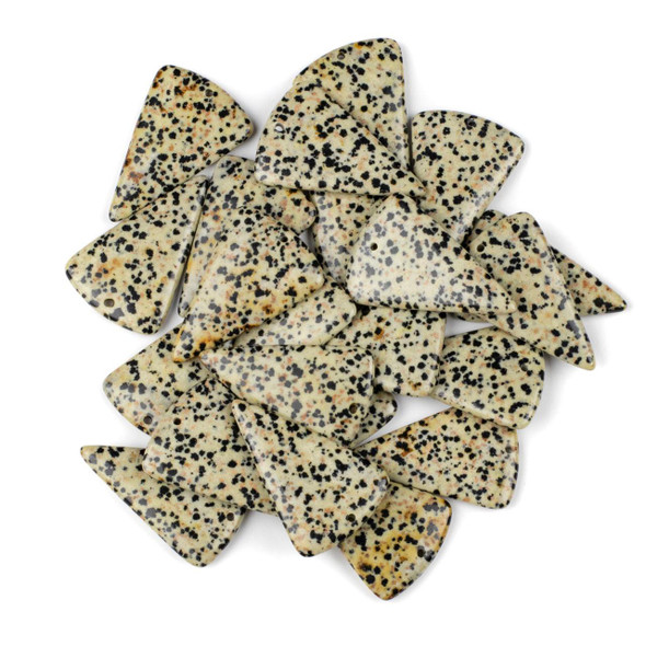 Cherry Tree Beads Dalmatian Jasper 28x42mm Top Front to Back Drilled Inverted Triangle Pendant - 1 per bag  Cherry Tree Beads Dalmatian Jasper 28x42mm Top Front to Back Drilled Inverted Triangle Pendant - 1 per bag