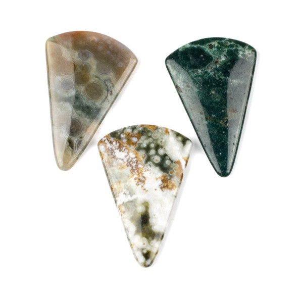 Ocean Jasper 28x42mm Top Front to Back Drilled Inverted Triangle Pendant - 1 per bag