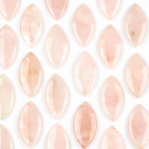 Rose Quartz 25x50mm Top Side Drilled Marquis Pendant with a Flat Back - 1 per bag