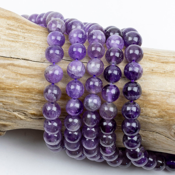 Cherry Tree Beads Dog Tooth Amethyst 8mm Round Beads - 15 inch strand