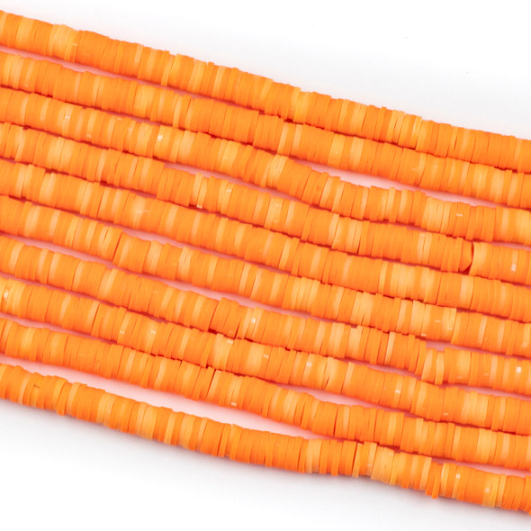 Polymer Clay 1x6mm Heishi Beads - Orange Sherbert Mix #45, 15 inch strand