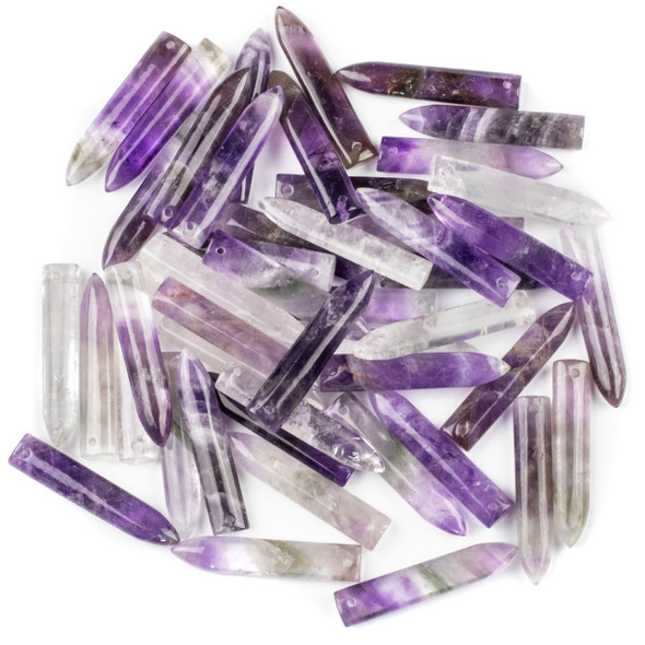 Amethyst 8x40mm Puff Dagger Pendant - 1 per bag