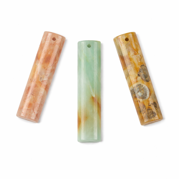 Cherry Tree Beads Sunstone 9x35mm Half Cylinder Pendant with a Puff Front and Flat Back - 1 per bag