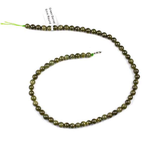 Cherry Tree Beads Green Garnet 6mm Round Beads - 15 inch strand 