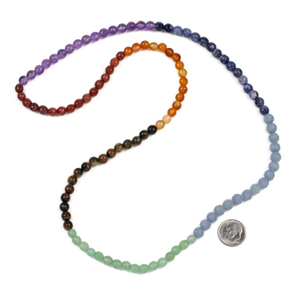 Chakra 6mm Mala Faceted Round Beads - 115 beads per strand