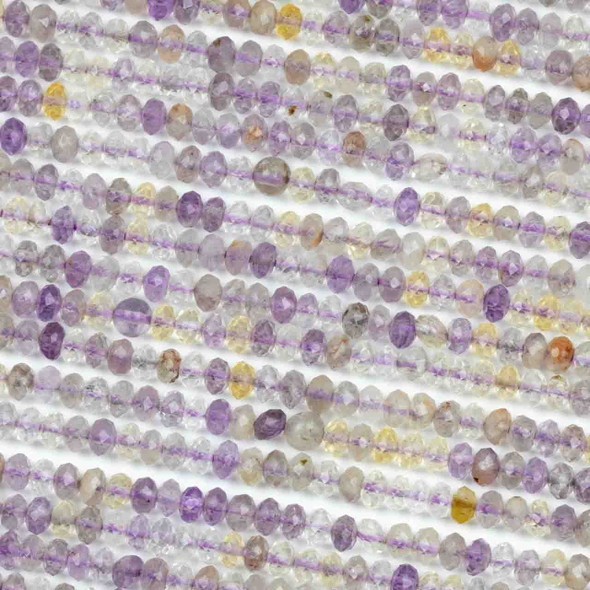 Ametrine 3x4mm Faceted Rondelle Beads - 15 inch strand