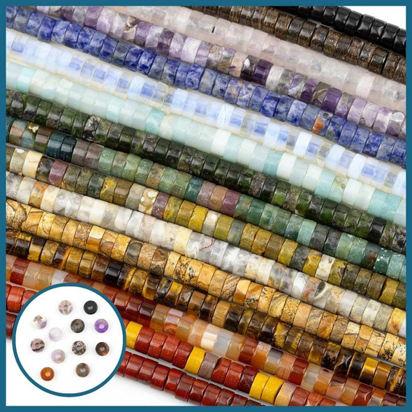 Cherry Tree Beads Large Hole Gemstone 4x8mm Heishi Beads with a 2.5mm Drilled Hole - approx. 8 inch strand 