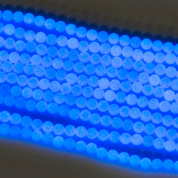 Glow-in-the-Dark Glass Round Beads - 6mm, Blue #7