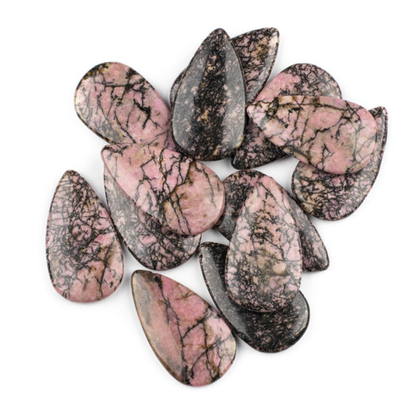 Cherry Tree Beads Rhodonite 24x44mm Top Side Drilled Teardrop Pendant - 1 per bag  Cherry Tree Beads Rhodonite 24x44mm Top Side Drilled Teardrop Pendant - 1 per bag
