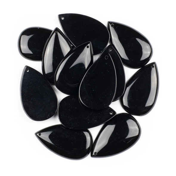 Onyx 28x46mm Top Front Drilled Teardrop Pendant with Flat Back - 1 per bag