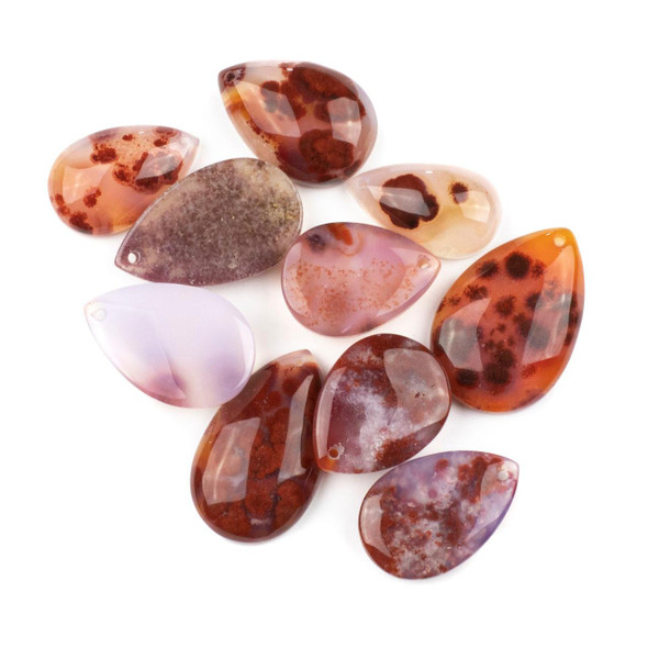 Cherry Tree Beads Red Agate 15x25-25x20mm Top Front Drilled Teardrop Pendant with a Flat Back - 1 per bag 