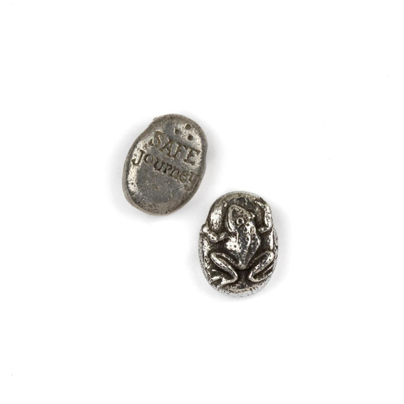  Green Girl Studios Pewter 13x18mm Safe Journey Frog Bead with a 2mm Hole - 1 per bag 