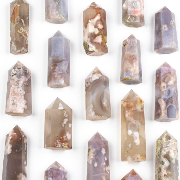 Cherry Tree Beads Cherry Blossom Agate Crystal Tower - approx. 1.5-2.5", 1 piece  Cherry Tree Beads Cherry Blossom Agate Crystal Tower - approx. 1.5-2.5", 1 piece