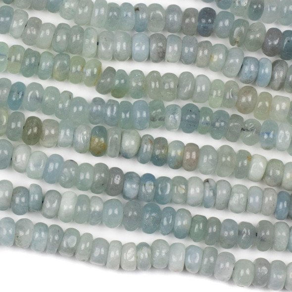 Aquamarine Grade "B" 3-6x10mm Faceted Irregular Rondelle Beads - 15 inch strand