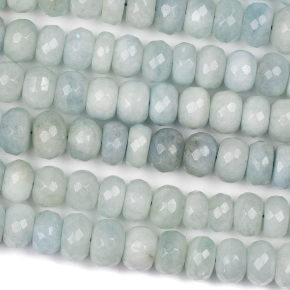 Aquamarine Grade "B" 7-8x10-13mm Faceted Irregular Rondelle Beads - 15 inch strand