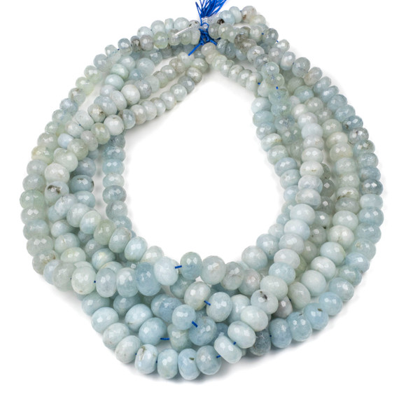 Aquamarine Grade "B" Graduated 6x9-11x18mm Faceted Irregular Rondelle Beads - 15 inch strand