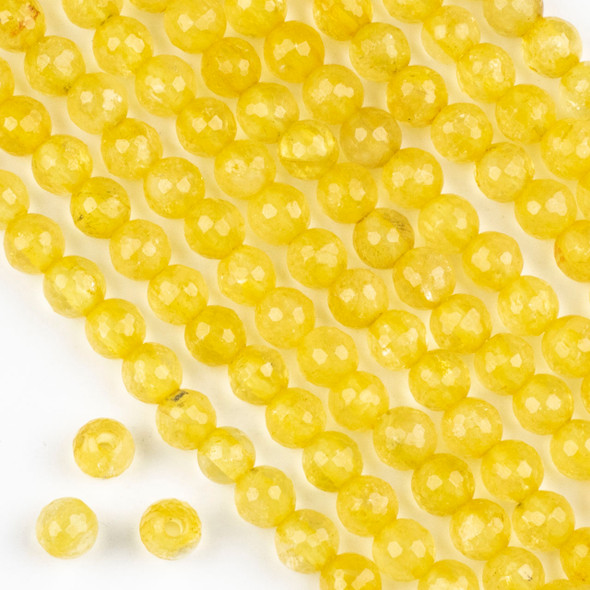 Faceted Large Hole Citrine 8mm Round Beads with a 2.5mm Drilled Hole - approx. 8 inch strand