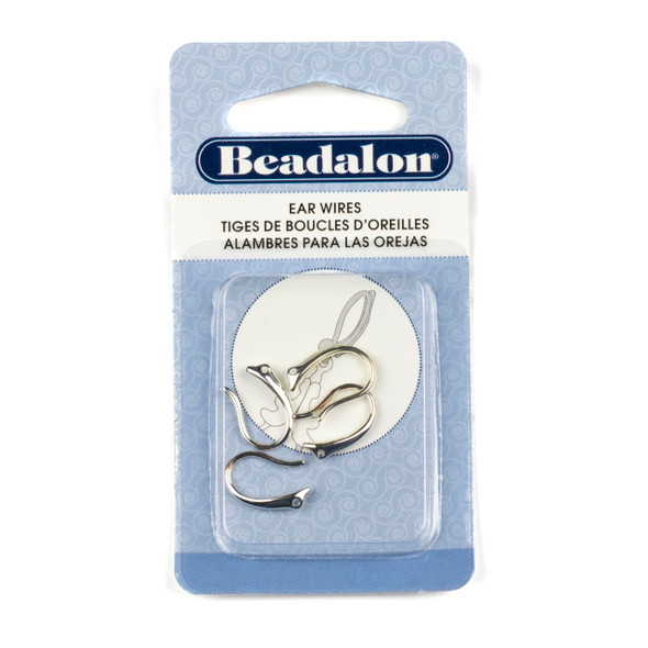 Silver Plated Modern Ear Wire - Small, 2 pairs/4 pieces