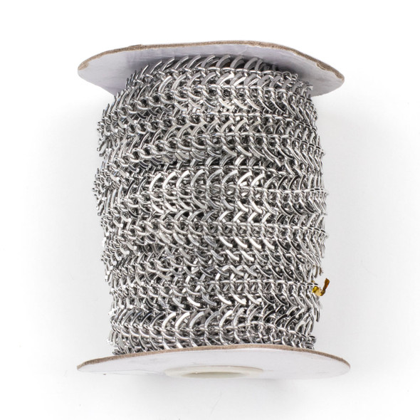 Natural Silver Stainless Steel 6x11.5mm Fishbone Chain - 10 meter spool