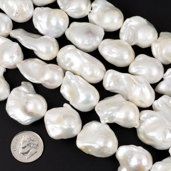 Cherry Tree Beads Freshwater Pearl 18x24mm White Baroque Beads - 8 inch strand 