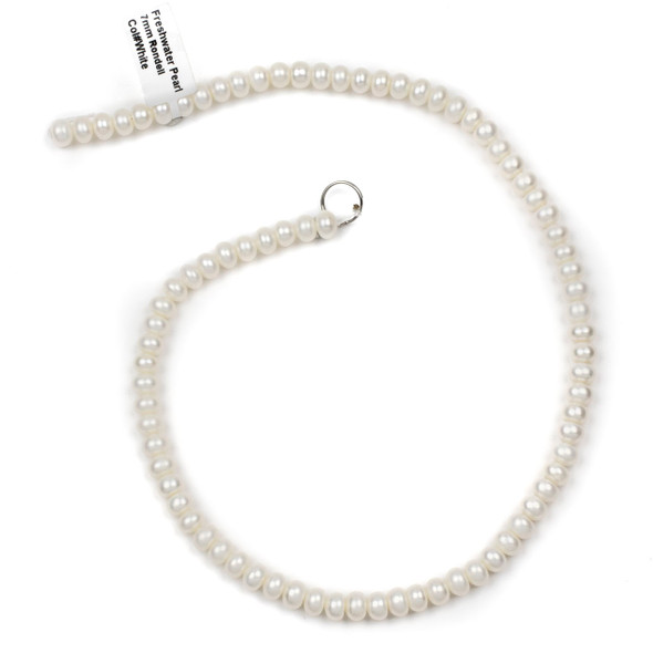 Fresh Water Pearl 5x7mm White Rondelle Beads - 15 inch strand