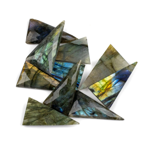 Labradorite 22x45mm Inverted Faceted Triangle Pendant - 1 per bag