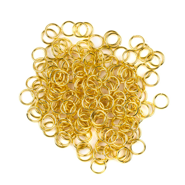 Gold Plated Brass 8mm Open Jump Rings - 18 gauge - 200 per bag