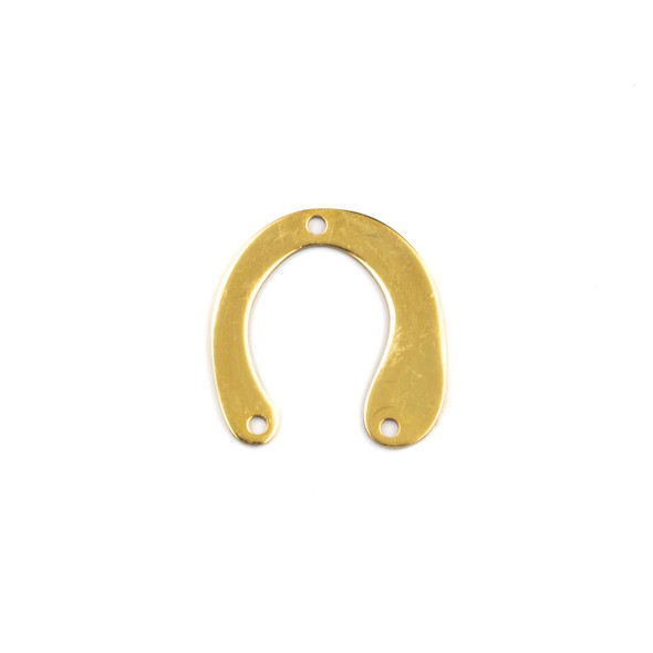 18k Gold Plated Stainless Steel 21x22mm Free Form Horseshoe Shaped Component with 3 Holes - 1 per bag