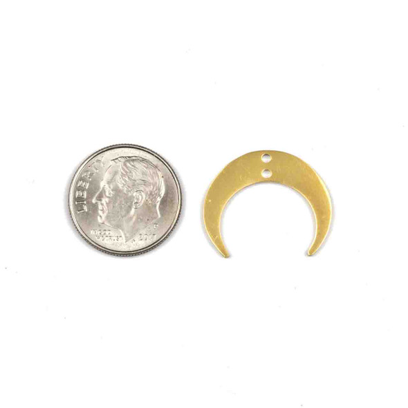 18k Gold Plated Stainless Steel 17x20mm Horizontal Crescent Moon Components with 2 Holes - 2 per bag