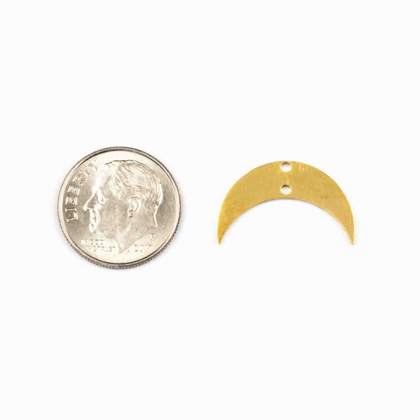 18k Gold Plated Stainless Steel 12x20mm Wide Horizontal Crescent Moon Components with 2 Holes - 2 per bag
