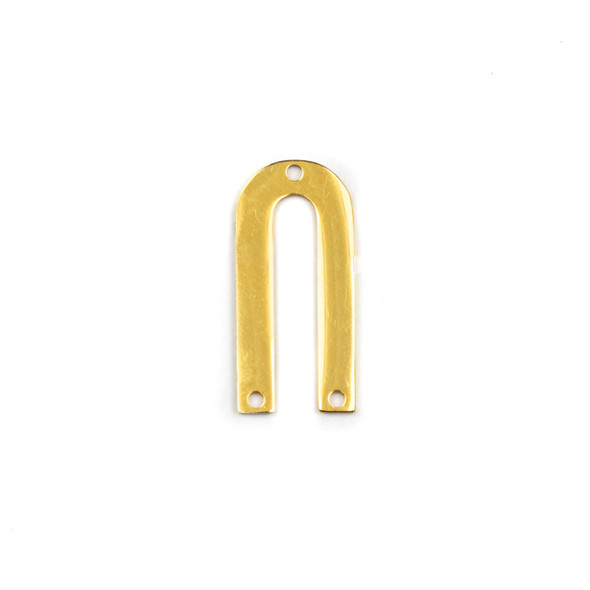 18k Gold Plated Stainless Steel 12x26mm Narrow "U" Shaped Component with 3 Holes - 1 per bag