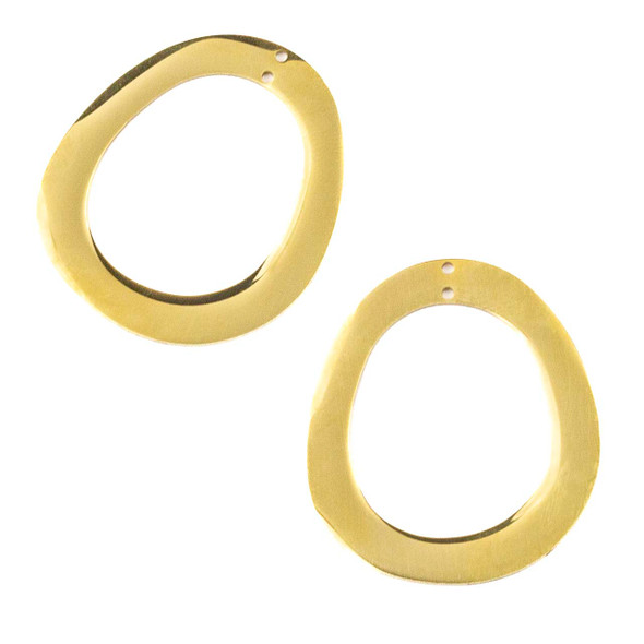 18k Gold Plated Stainless Steel 31x35mm Free Form Donut Component with 2 Holes - 2 per bag