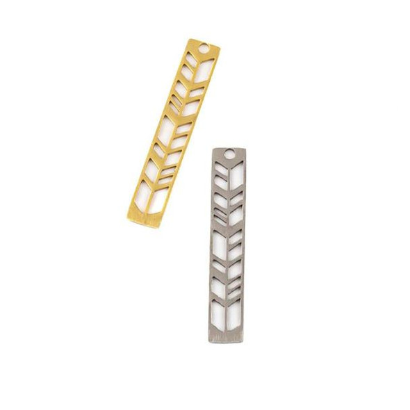 Cherry Tree Beads Stainless Steel 6x35mm Chevron Rectangle Component - 2 per bag 