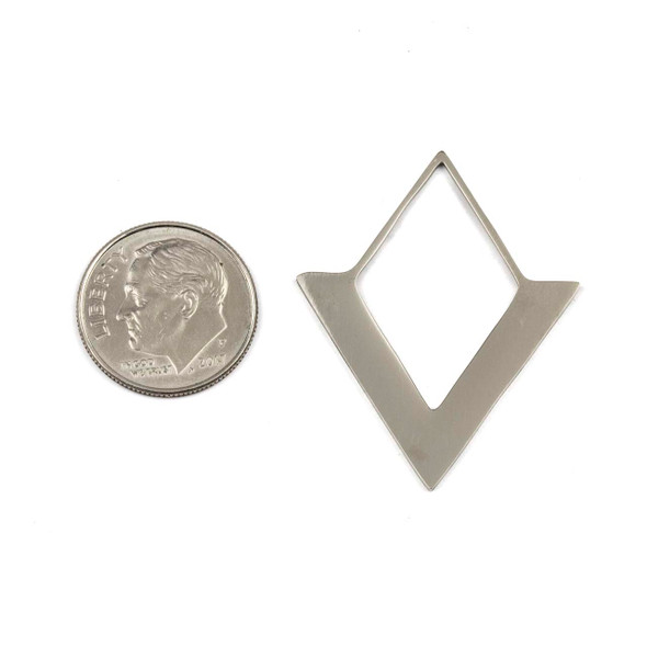 Natural Silver Stainless Steel 28x35mm Diamond "V" Shaped Component - 2 per bag